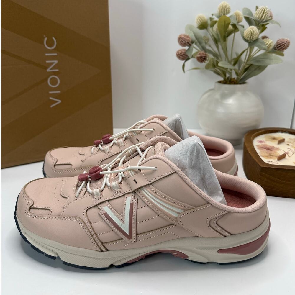 Vionic 23 Walk Mule Leather Lace Up Sneakers Comfort Pink Women's 10 Medium NWB